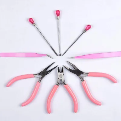 Unisex DIY Crystal Glue Tools Set Metal Stirring Stick Plastic Digging Powder Spoon Poking Needle Elbow Tweezers Material Pliers
