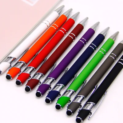 Metal Aluminum Rod Press Maggi Pen Black Touch Screen Stylus Pen Capacitive Ballpoint Pen Printable LOGO Factory Direct Sales