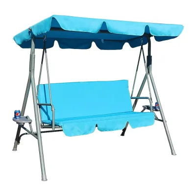 High Quality Traditional Iron Frame 3 Seat Hanging Outdoor Swing Chair Set for Patio & Garden