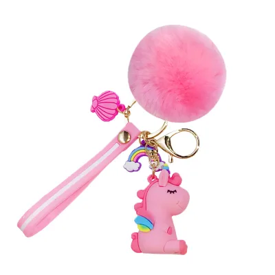 15+ Years Factory Wholesale Promotional Gift unicorn Wristlet Joltik Plush custom Pvc Rubber Keychain Key Chains for Girls