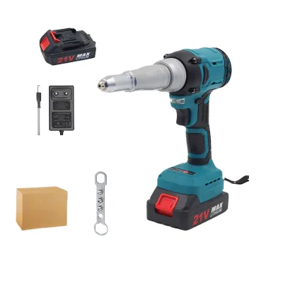 Industrial-Grade 21V Cordless Brushless Metal Nut Driver Rechargeable Lithium-Ion Battery-Powered Automatic Rivet Gun for DIY