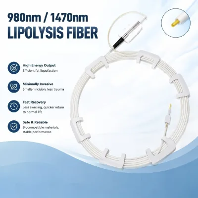 2026 Newest Yellow Optical Fiber Lipolysis Jawline Contouring Body Arm Double Chin No Stripping 400um 600um