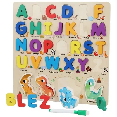 Wooden Early Childhood Education Animal Alphabet Number Shape 3D Building Block Color Cognitive Panel Matching Puzzle Toys