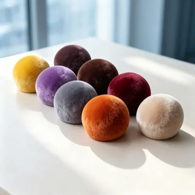 Factory Price Colorful Flocked Ball Cap Cosmetic Bottle Crimp Neck Cap Perfume Bottle Packaging Accessory