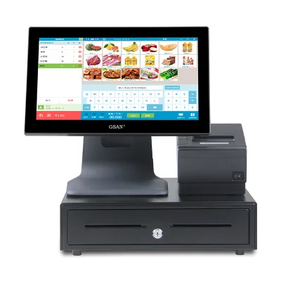 Good Quality Supermarket Pos Cashier Cash Machine Heavy Metal Base 15.6'' Cash Counter Machine Pos