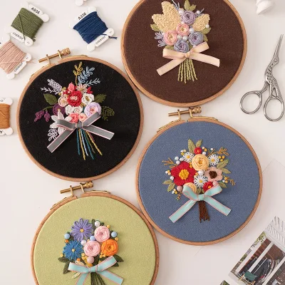The New Hot Embroidery Starter Kit Wholesale Embroidery Learning Kit Decorate Gift 3D DIY Floral Embroidery Kit for Adults