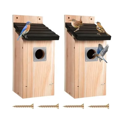 Wholesale Outdoor Bluebird Box Houses Entrance Hole Wooden Bird Houses for Outside