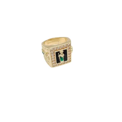 Divine Hot Selling Religious Zircon Alta Calidad Ring 14k Oro Laminado San Jude Ring for Men
