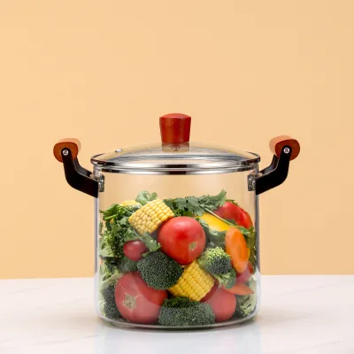 Wholesale OEM Modern Transparent Glass Soup & Stock Pots with Heat Resistant Handles Compatible BPA Free Food Safe Kitchenware