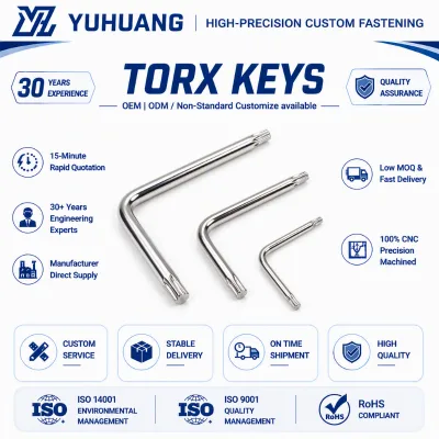 Factory Wholesale 4mm 5mm 6mm 8mm Allen Key S2 Steel 45# Steel T5 T6 T8 T10 T20 T25 T30 T45 T50 L Shape Short Arm Torx Key