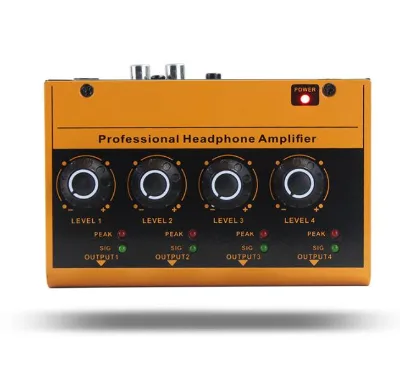 GPUB PH-4 Headphone Amplifier 4 Channel for 3.5mm and 6.5mm Jack Stereo Output Smartphone Computer Connecting