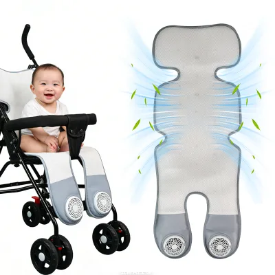 Stroller Cooling Mat Seat Cushion Summer Children's Seat Cooling Pad High Chair Cushion Pure Cotton Breathable Fan Cooling