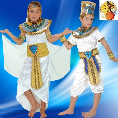 Cosplay Halloween Costume Ethnic Attire Egyptian Pharaoh Cleopatra Performance Outfit Childrens Prince Princess Costume