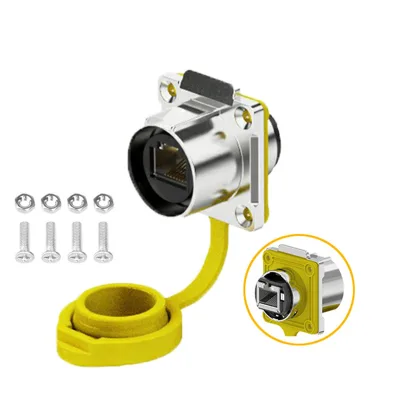 New Energy Communication Equipment Panel Network Cable Connector RJ45 Network Waterproof Plug Socket with Copper Conductor