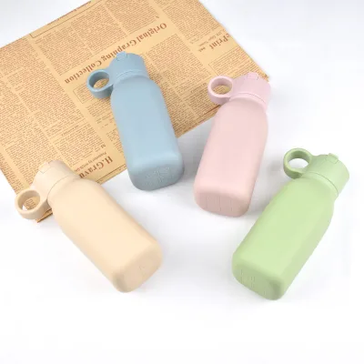 Custom Eco-Friendly Portable 450ML Silicone Bottle Cute Sports Kids Drinking Baby Water Bottles With Straw
