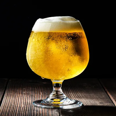 Custom Logo Beer Glass Belgian Style Stemmed Tulip Lambic Beer Glasses for Bar Party