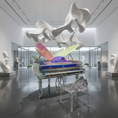 Custom Digital French Crystal Piano 88-Key Modern Transparent Acrylic Royal Shape Case Bespoke Banquet Hall Exhibition Stage