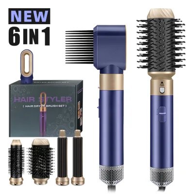 6-in-1 Electric Hair Styler Hot Air Comb Straightening Comb Automatic Curling Iron With Nylon Brush Multi-Function Hair Dryer
