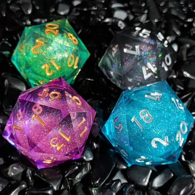 Christmas D20 Multi-sided Polyhedral Eco Friendly Pink Resin Dnd Dice Glitter