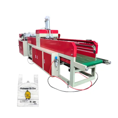 Factory Price Automatic Single Line HDPE LDPE T-shirt Bag Making Machine for Supermarket Fruit Vegetable Grocery Retail Store