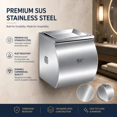 Hotel Supplies Mirror Polished Stainless Steel Paper Dispenser With Ashtray, Bathroom Hand Paper Holder