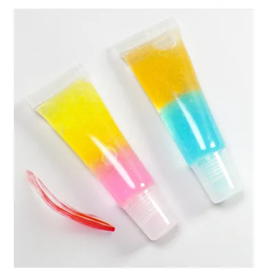 Private Label Tube Lip Gloss with Vibrant Two-Tone Rainbow Effect and Organic Shiny Gel Formula Shimmer Lip Gloss