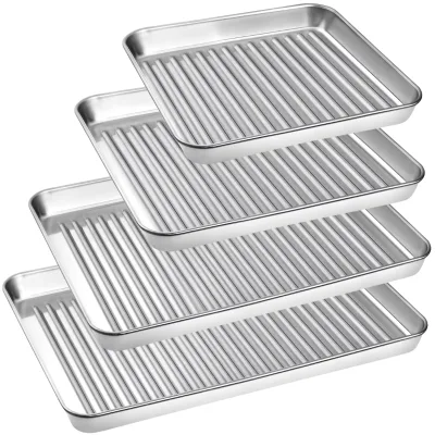 Stainless Steel Rectangle Baking Tray for Home Baking Drying Roasting-Durable Reusable Dishwasher Safe