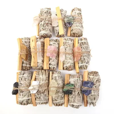 White Sage and Peruvian Holy Wood with Crystals Set