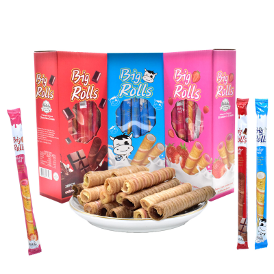 Wholesale Halal Biscuits Milk Chocolate Strawberry Cookies Sandwich Roll Cookies