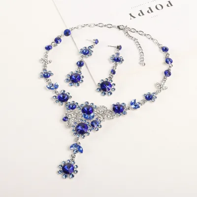 European and American Alloy Jewelry Necklace Earring Set for Dinner Women