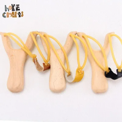 Hot Selling Natural Color Catapult Kids Garden Hunting Game Various Style Wooden Slingshot for Kids