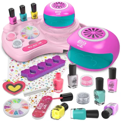 Nail Polish Kit for Kids Nail Art Studio Set Nail Dryer Peeled-off for Girls Gift for Sleepover Birthday Spa Party Favors