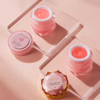 New Design Natural Plant-Based Eco-Friendly Fruit Scented Eyelash Extension Remover Cream Gel Jelly Lash Glue Remover Clear Pink