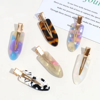 Multifunctional Acrylic No Crease Seamless Hair Clip Alloy Hairpin Customised No Bend Leopard Hair Clips
