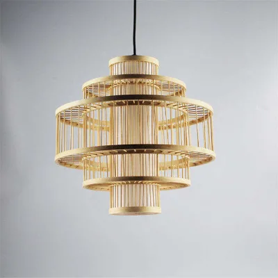 Retro Hand Woven Lamps Hotel bar Home Stay Pendant Lamps Bamboo Lampshade