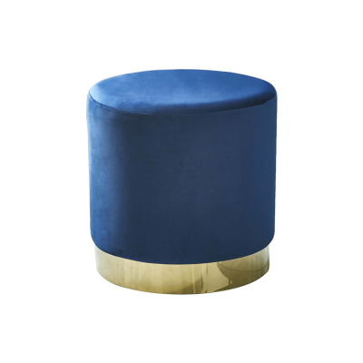 Modern Velvet Round Ottoman with Gold Base Nordic Style Soft Seating Ideal for Beauty Salons Living Rooms and Contemporary Homes