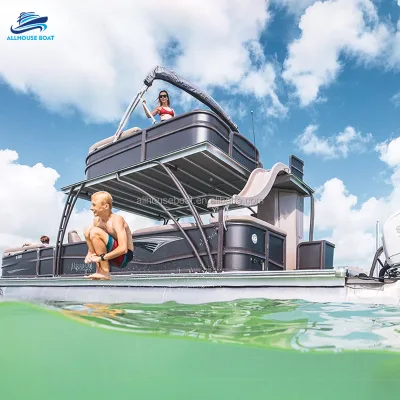 38ft Allhouse Sport Fishing Double-Deck Pontoon Custom Logo Upper Dog Run & Lower Grooming Nook