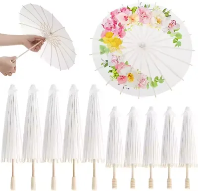 Hot Sale Paper Mini Diy Unique Gift Blank Oiled Parasol White Wedding Umbrella for Important Site