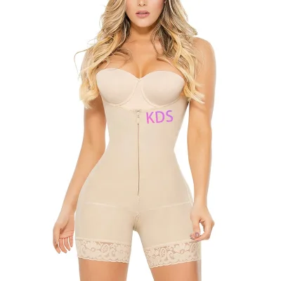 Private Label Open Bust Body Shaper Tummy Control Shapewear Double Compression Sinturillas Bodysuit Post Partum Bodyshaper