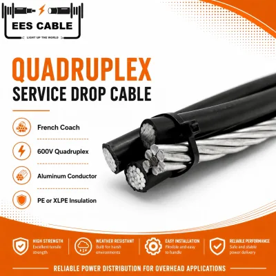 Quadruplex Service Drop Wire 6AWG French Coach XLPE Insulation Aerial Bundled Cables Low Voltage(ABC LV) ASTM B230