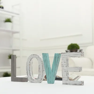 Framehouse Freestanding Home Wall Art Decoration Wholesale Craft Laser Cut Rustic Home Decor Wooden Love Sign Alphabet Letter