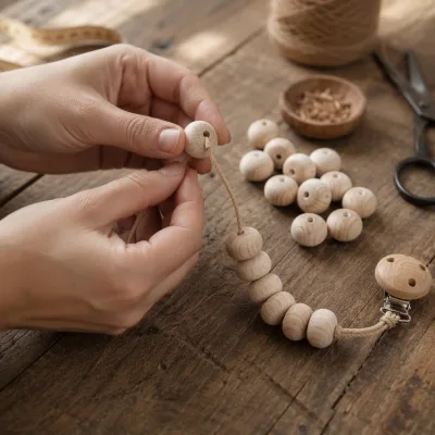 22mm Natural Beech Wood Round Beads Polished Wooden Balls for Pacifier Chain DIY Craft Decoration