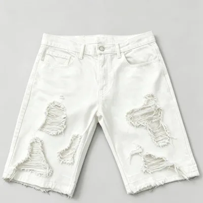 Manufacturer Custom Wide Leg Distressed Hole Designer Acid Washed  Baggy 100 % Cotton 14 OZ Denim High Waist Jeans Jorts