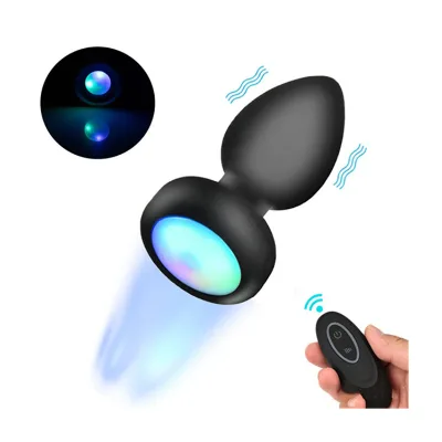 10 Vibration Modes Soft Silicone Light up Anal Plug With Remote Control Anal Toys
