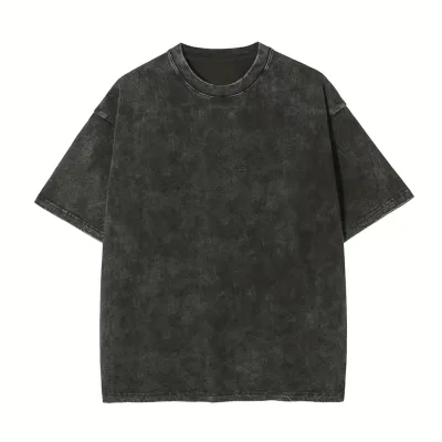 High Quality 100% Cotton Acid Wash 230Gsm Heavyweight Vintage Men's Short Sleeve T-shirt Customizable Vintage Blank T-shirt