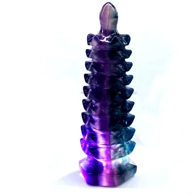 Wholesale Natural Fengshui Fluorite Wenchang Tower Nine Floor Pagoda Residence Office Decoration Ornaments