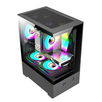 MATX Computer Case Exquisite and Small Desktop PC case Custom Panoramic Side Sea View Glass Gaming PC case