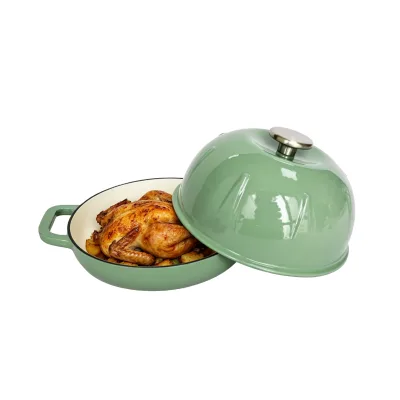 2026 Cast Iron Bread Cloche with Sage Green Enamel, Ideal for Sourdough & Crusty Bread