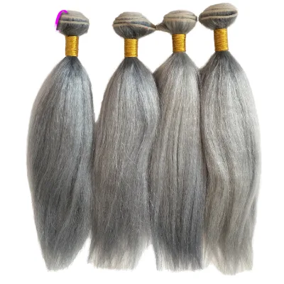 Yak Grey Hair Curtain Silver Grey Single Drawn Weaving 16 Inches Customizable Color Yaki Tail Machine Double Weft