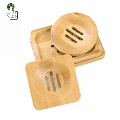 Wooden Soap Dish Natural Bamboo Soap Holder Square and Round Soap Dishes for Home Bathroom
